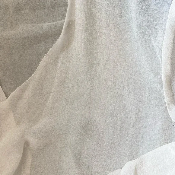 Aritzia Babaton Women's Semi-sheer chiffon blouse Cream White 100% Silk Sheer S - Picture 8 of 14